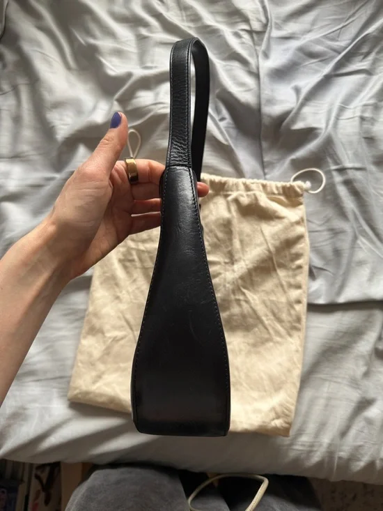 Hereu Bauza Black Leather Structured Shoulder Bag with Woven Front Detail - Picture 12 of 16